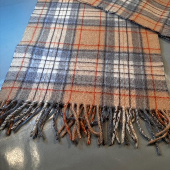 Altea Neck Scarf Italy Wool Shawl Windowpane Plaid Angora Fringed Accessories - Picture 3 of 13